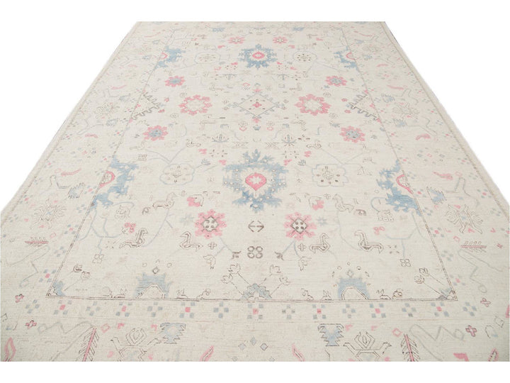 Modern Afghan Khotan Wool Rug 9 X 13