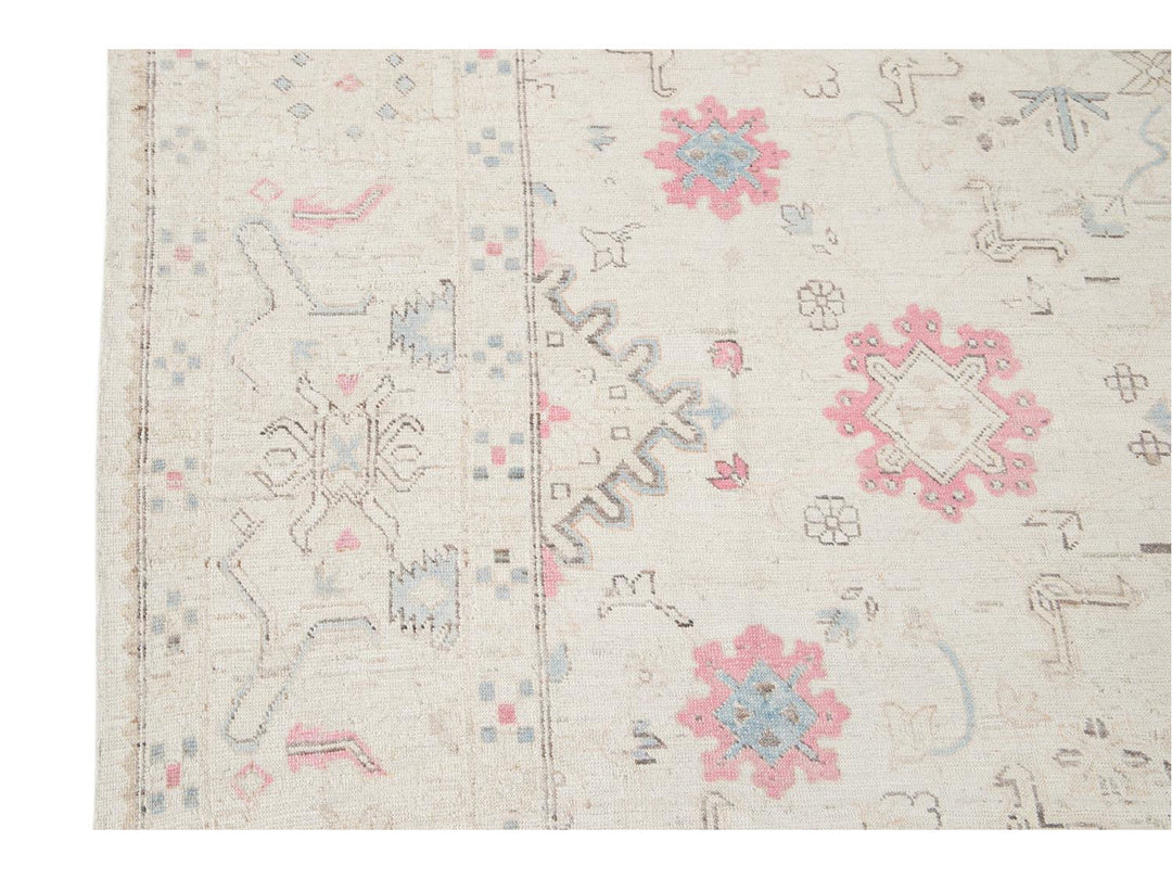 Modern Afghan Khotan Wool Rug 9 X 13
