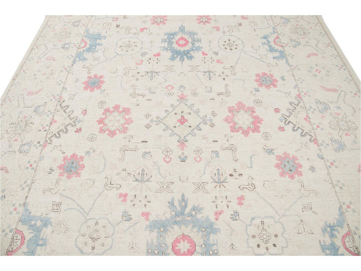 Modern Afghan Khotan Wool Rug 9 X 13