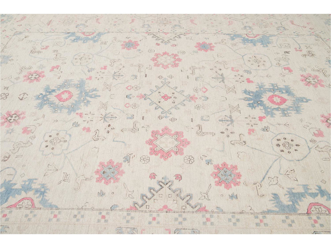 Modern Afghan Khotan Wool Rug 9 X 13