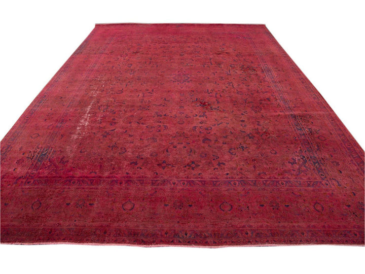 Vintage Pink Distressed Overdyed Rug 10 X 13