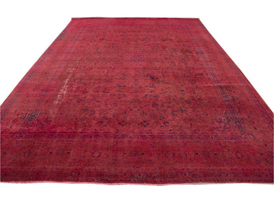 Vintage Pink Distressed Overdyed Rug 10 X 13