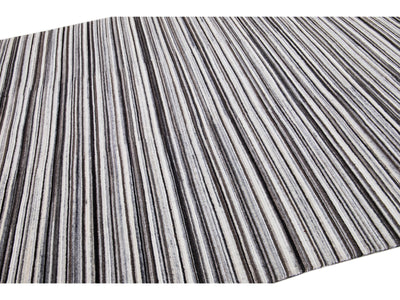 Modern Striped Wool Rug 8 X 10