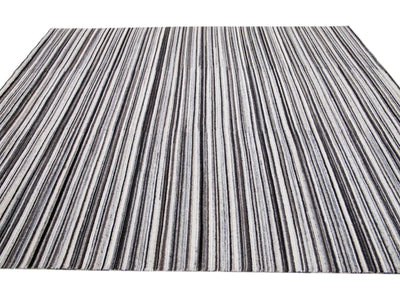 Modern Striped Wool Rug 8 X 10