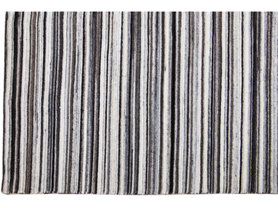 Modern Striped Wool Rug 8 X 10