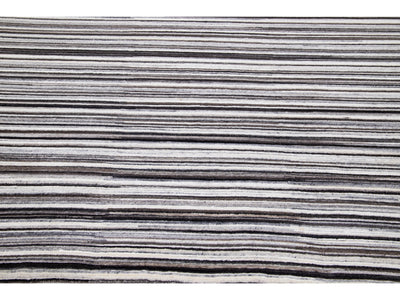 Modern Striped Wool Rug 8 X 10