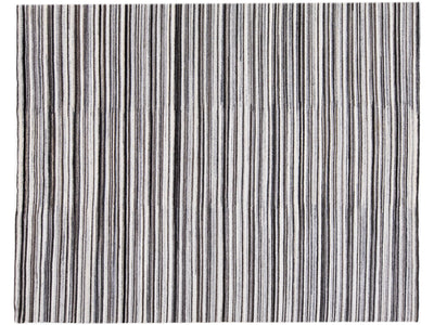 Modern Striped Wool Rug 8 X 10