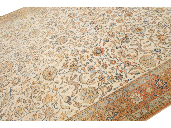 Antique Tabriz Wool Rug 9 X 12