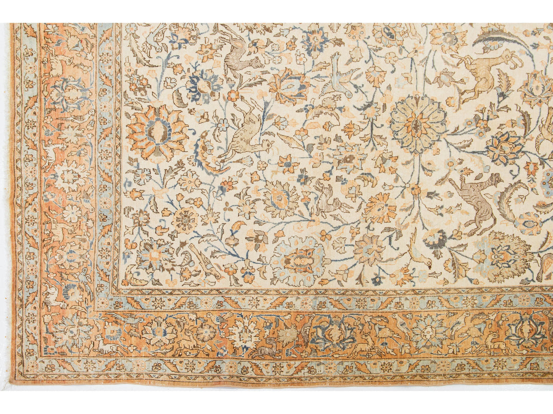 Antique Tabriz Wool Rug 9 X 12