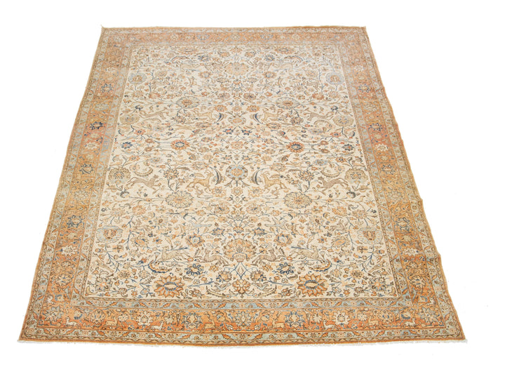 Antique Tabriz Wool Rug 9 X 12