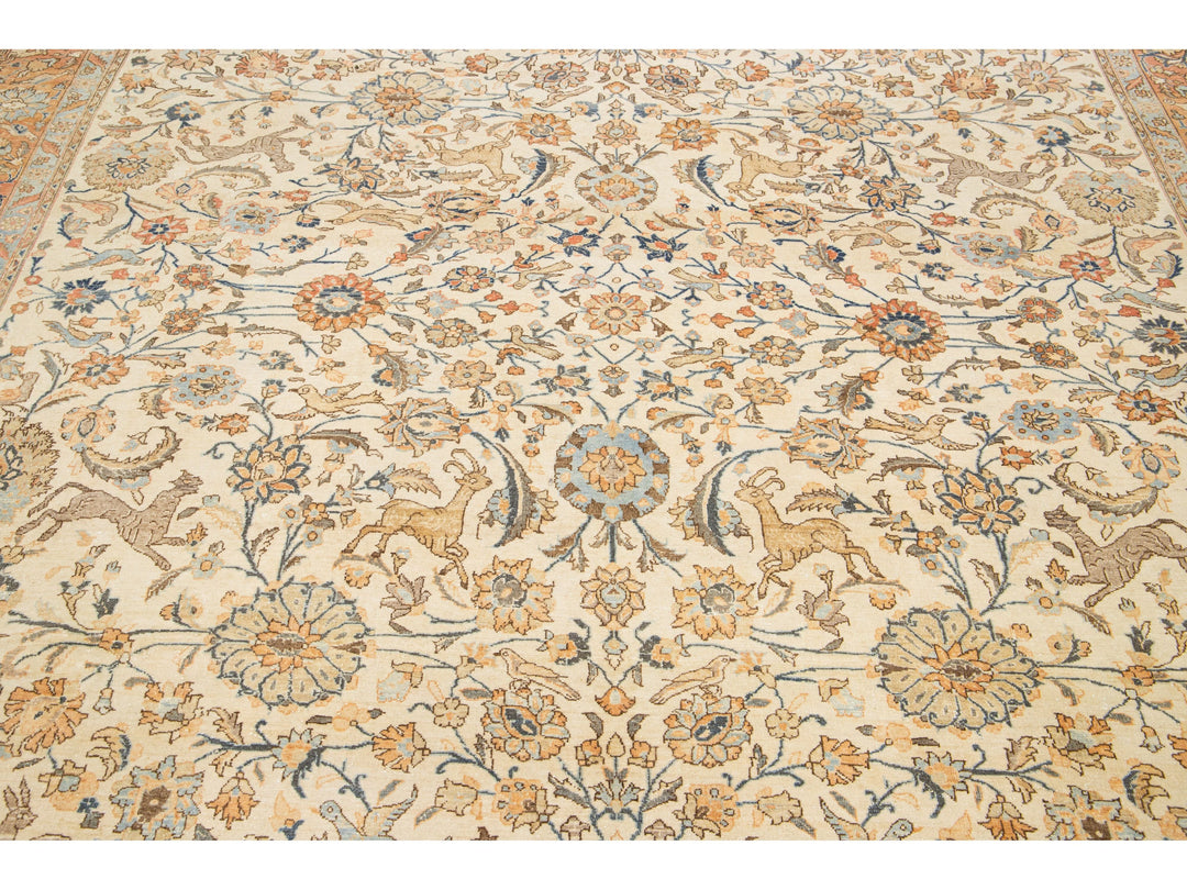Antique Tabriz Wool Rug 9 X 12