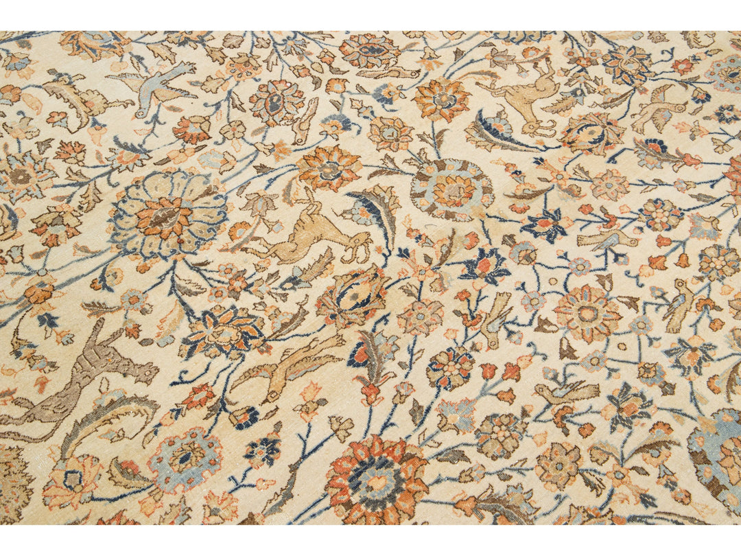 Antique Tabriz Wool Rug 9 X 12