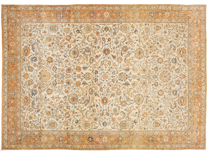 Antique Tabriz Wool Rug 9 X 12