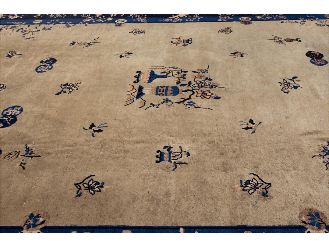 Antique Chinese Art Deco Wool Rug 10 X 14