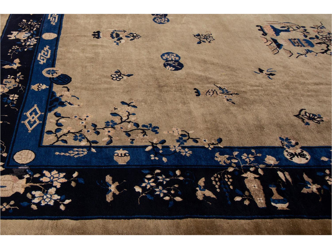 Antique Chinese Art Deco Wool Rug 10 X 14