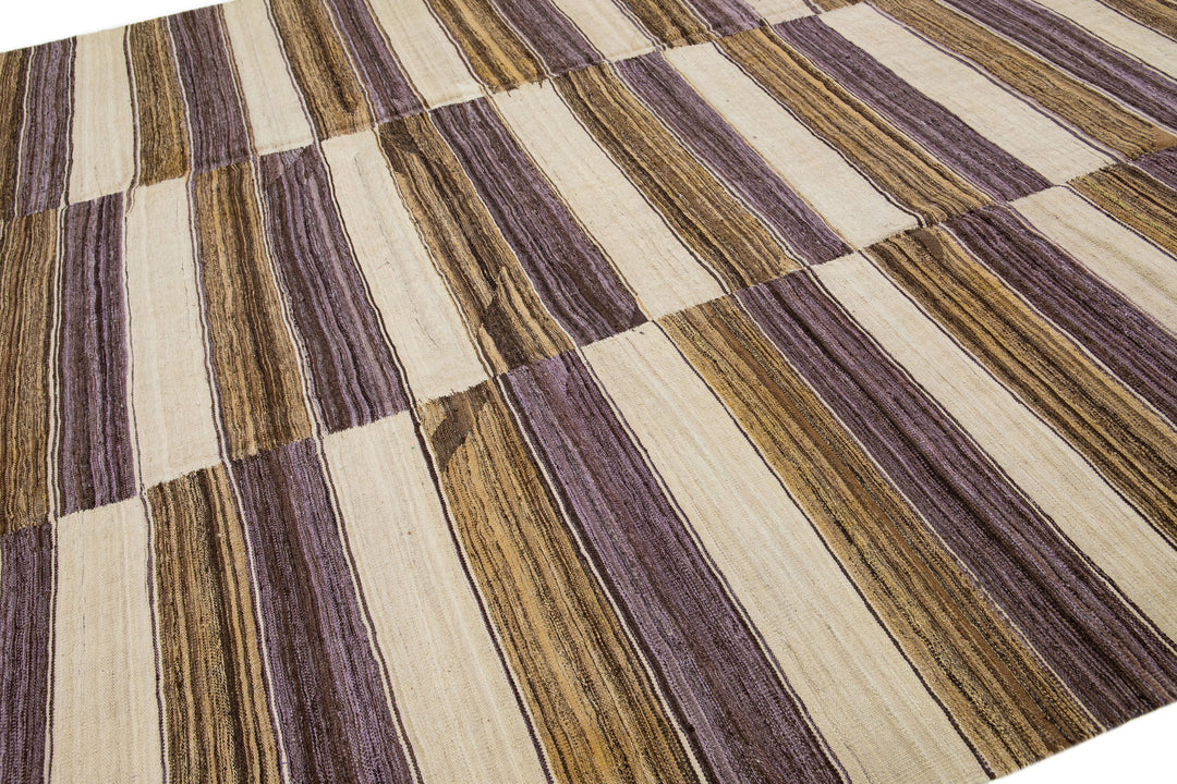 Modern Flatweave Kilim Wool Rug 10 X 14