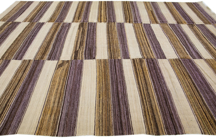 Modern Flatweave Kilim Wool Rug 10 X 14
