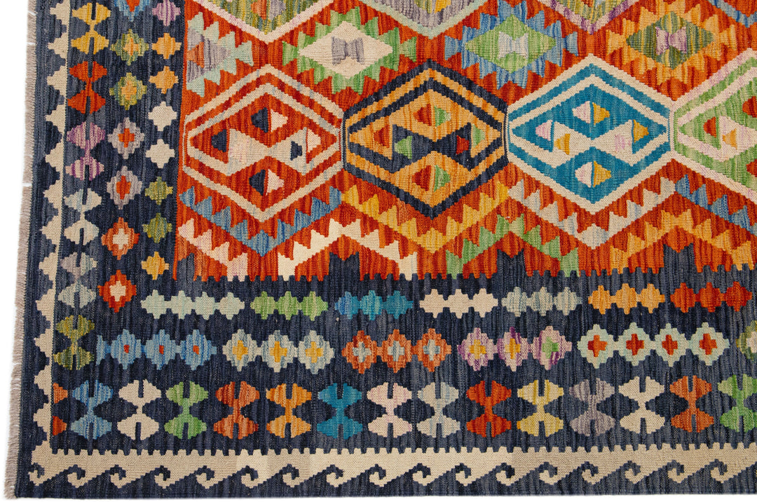 Modern Flatweave Kilim Wool Rug 9 X 11