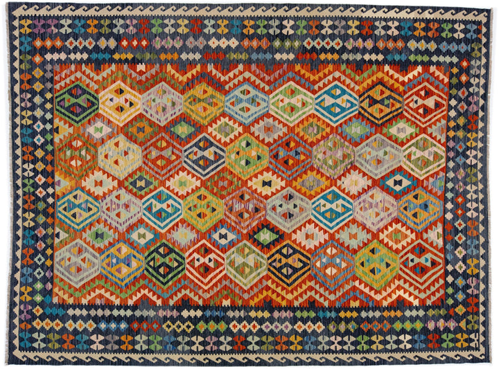 Modern Flatweave Kilim Wool Rug 9 X 11