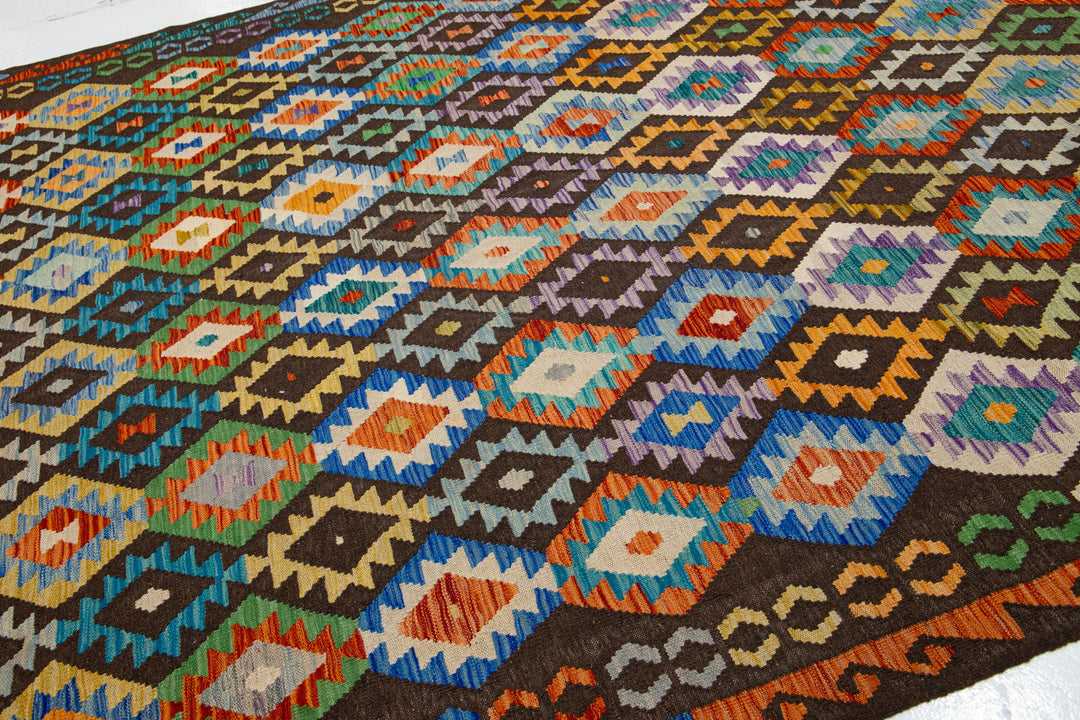 Modern Kilim Flatweave Wool Rug 9 X 11