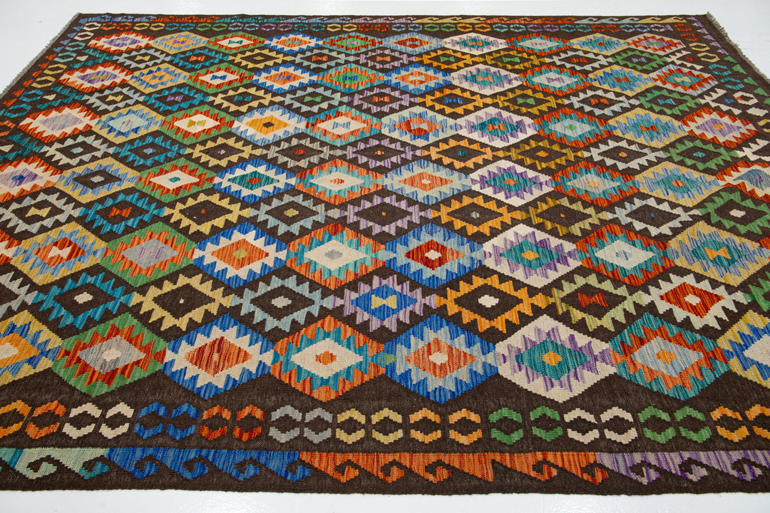 Modern Kilim Flatweave Wool Rug 9 X 11