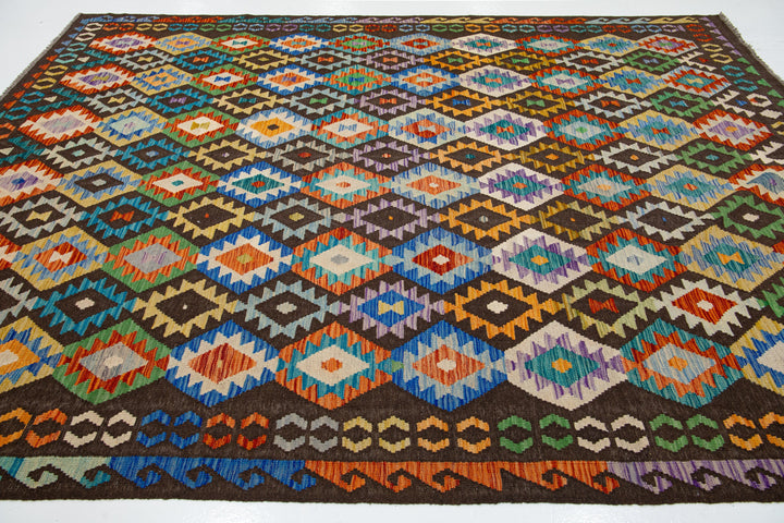 Modern Kilim Flatweave Wool Rug 9 X 11