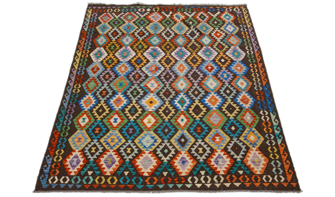 Modern Kilim Flatweave Wool Rug 9 X 11