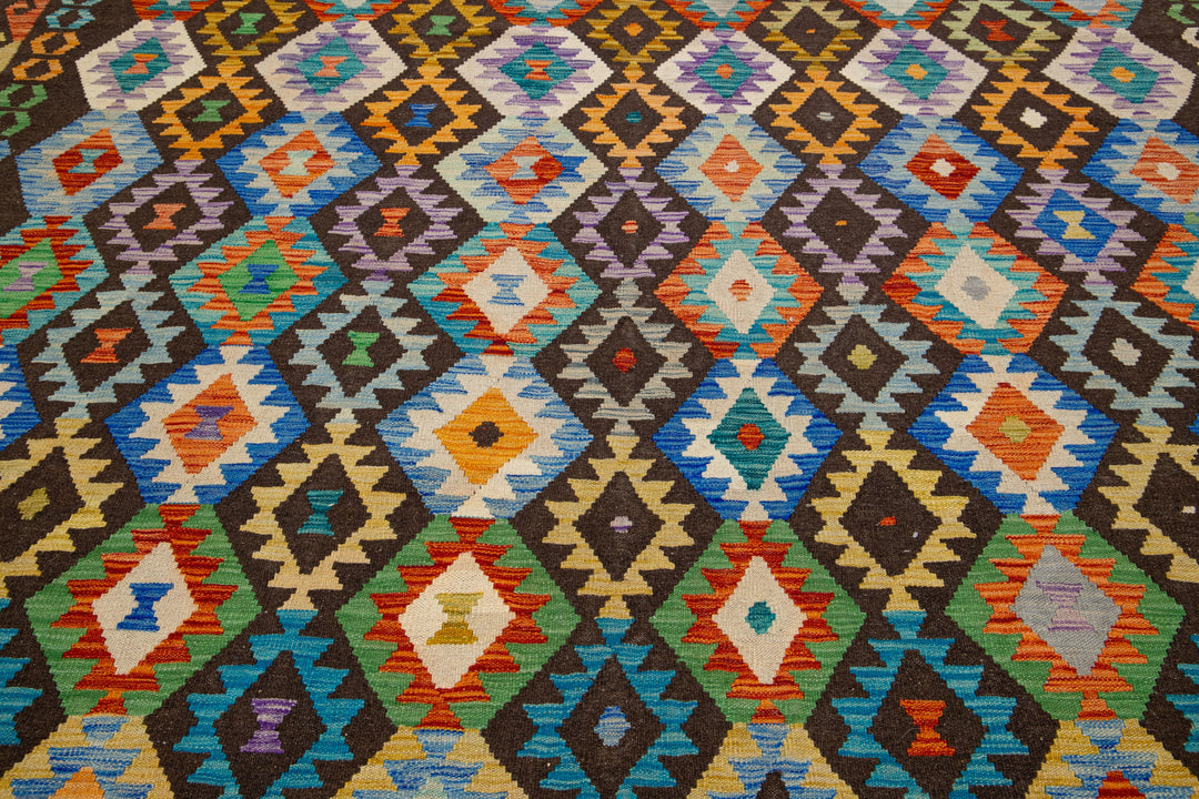 Modern Kilim Flatweave Wool Rug 9 X 11