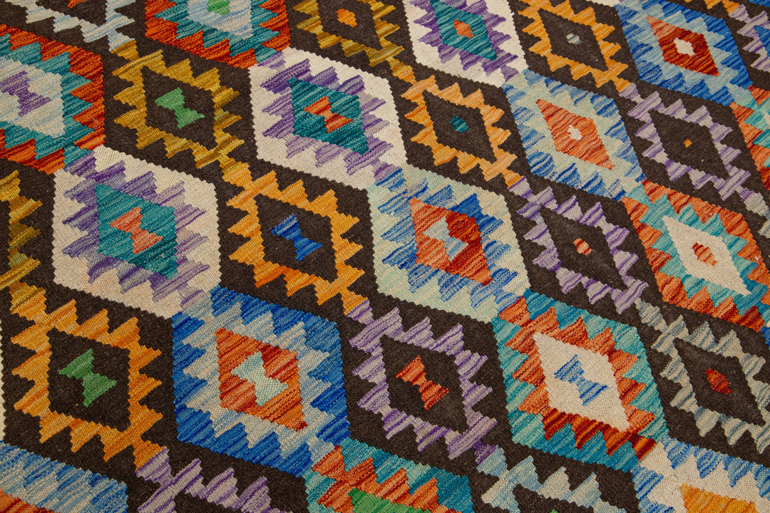 Modern Kilim Flatweave Wool Rug 9 X 11