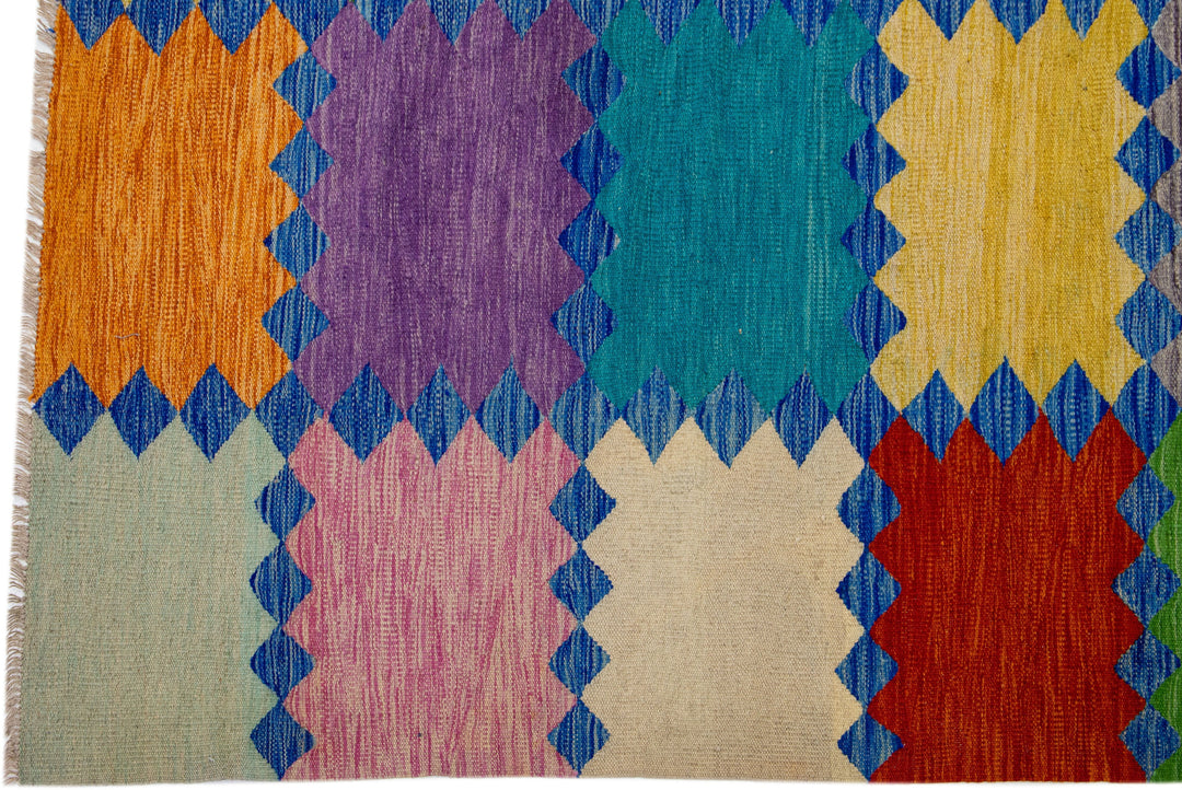 Modern Flatweave Kilim Wool Rug 10 X 14