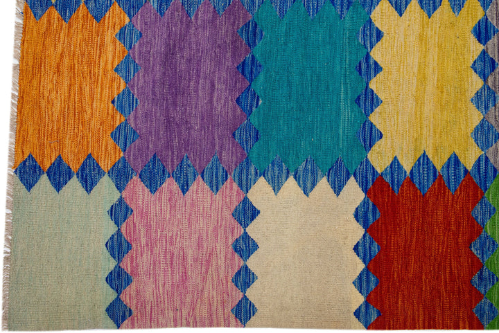 Modern Flatweave Kilim Wool Rug 10 X 14