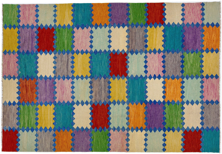 Modern Flatweave Kilim Wool Rug 10 X 14