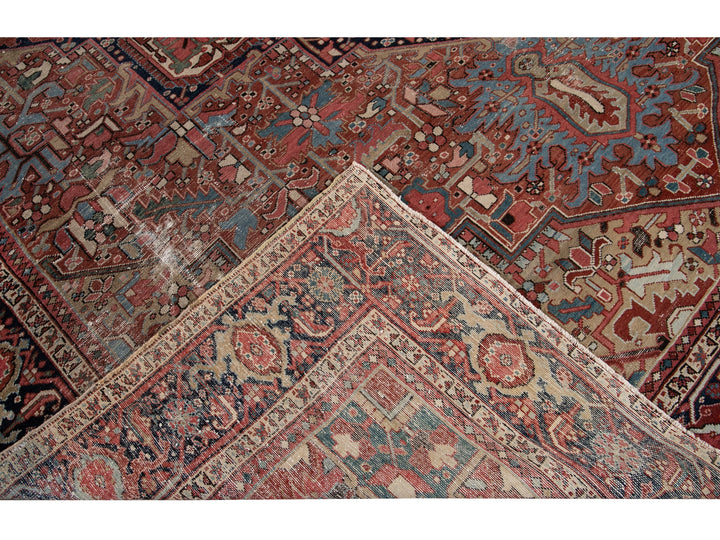 Antique Heriz Wool Rug 12 X 15