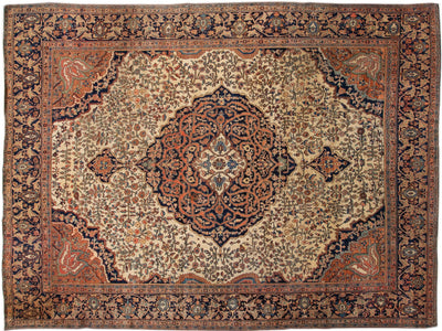 Antique Sarouk Wool Rug 9 X 12