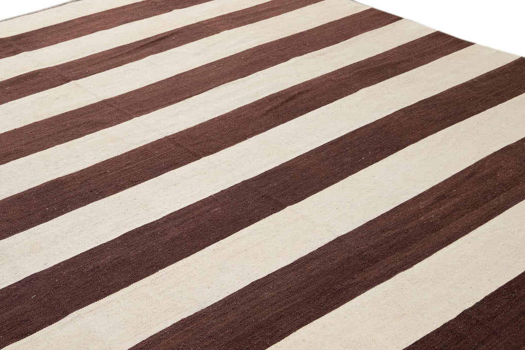 Modern Flatweave Kilim Wool Rug 10 X 14