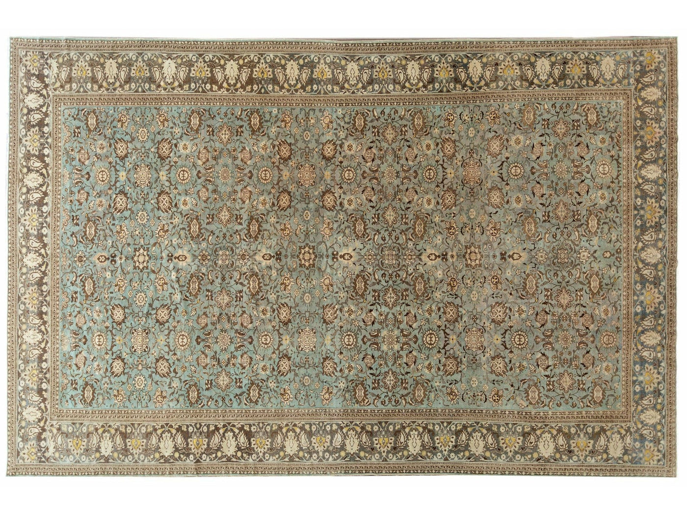 Blue Antique Malayer Handmade Persian Wool Rug with Allover Floral Motif