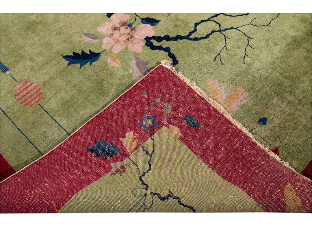 Antique Chinese Art Deco Wool Rug 9 X 12