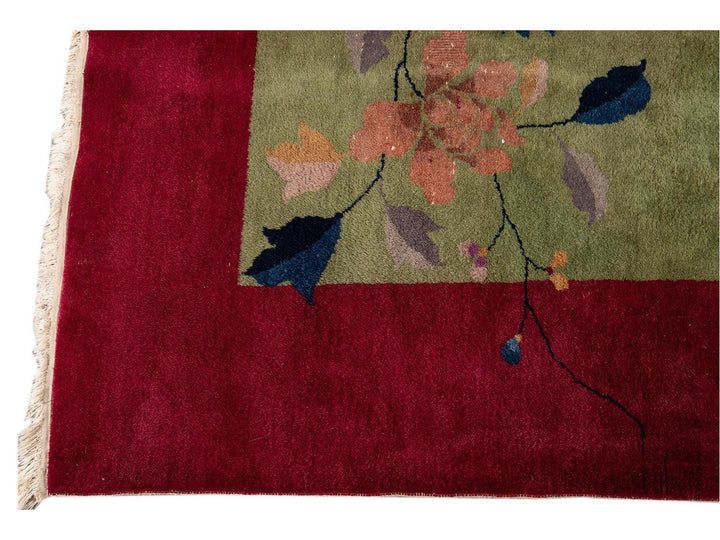 Antique Chinese Art Deco Wool Rug 9 X 12
