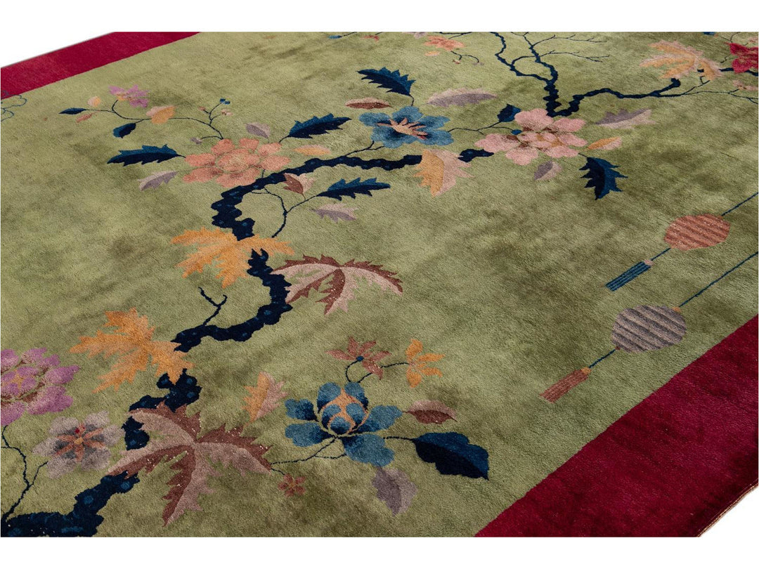 Antique Chinese Art Deco Wool Rug 9 X 12