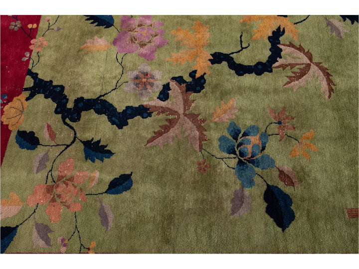Antique Chinese Art Deco Wool Rug 9 X 12