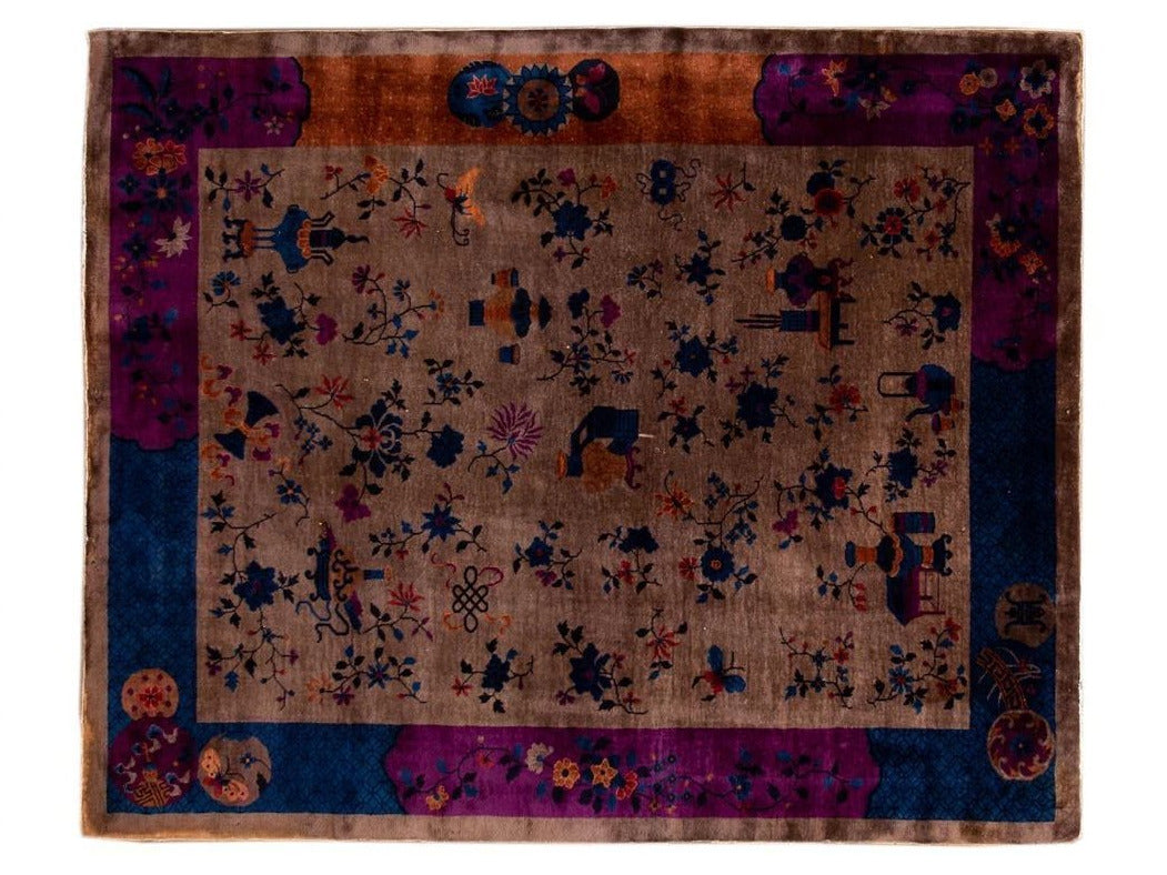 Antique Chinese Art Deco Wool Rug 8 X 10