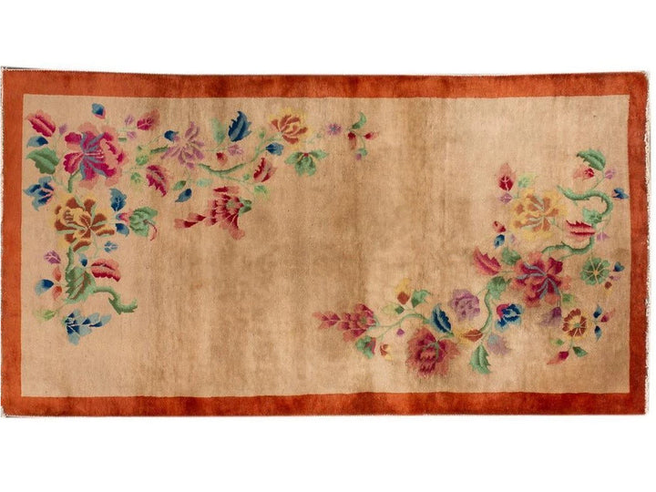Antique Chinese Art Deco Wool Rug 4 X 7