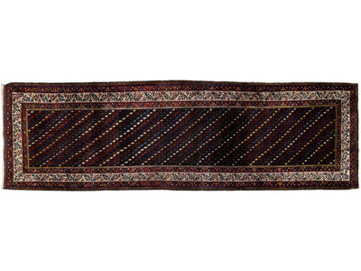 Multicolor Vintage Kurd Handmade Geometric Designed Wool Runner