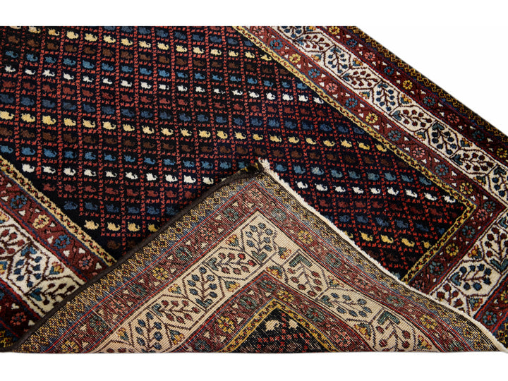 Multicolor Vintage Kurd Handmade Geometric Designed Wool Runner