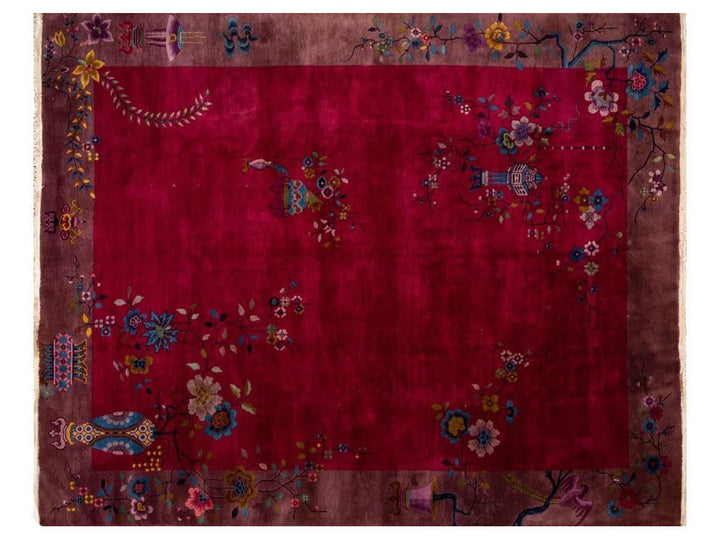 Antique Chinese Art Deco Wool Rug 9 X 11