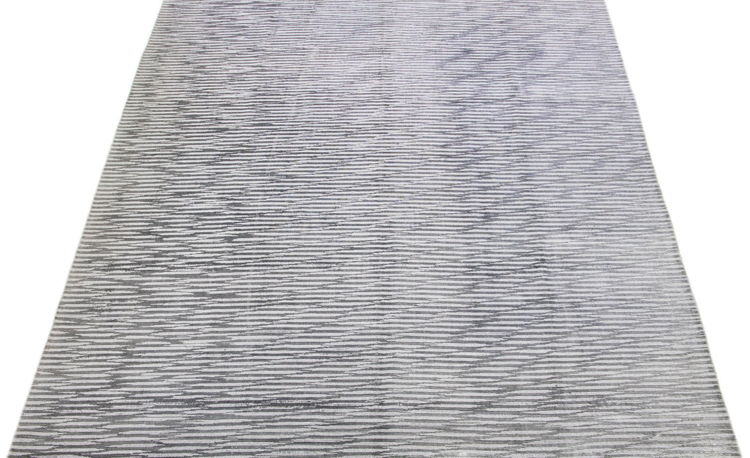 Modern Wool and Silk Rug 9 X 12