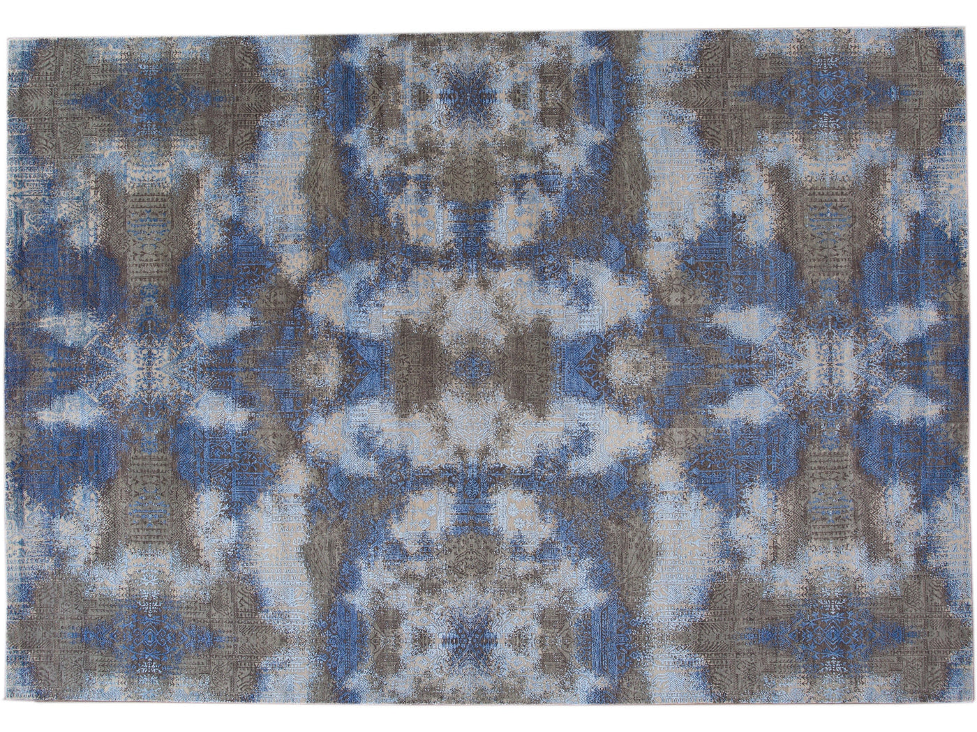 Modern Abstract Wool and Silk Rug 9 X 12