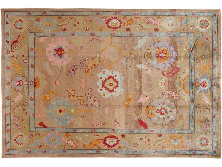 Modern Oushak Wool Rug 10 X 15