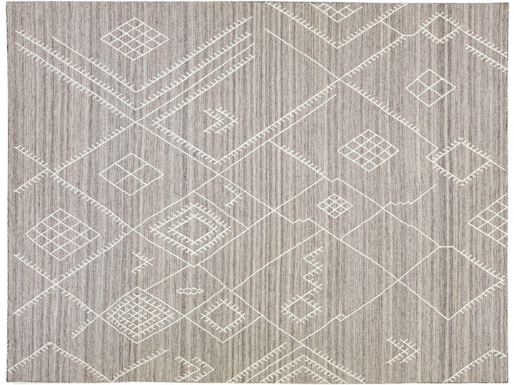 Gray Apadana's Nantucket Collection Flatweave Kilim Coastal Designed Wool Rug