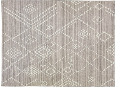 Gray Apadana's Nantucket Collection Flatweave Kilim Coastal Designed Wool Rug